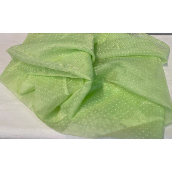 Vintage Mint Green Sheer Organza Flocked Swiss Dot Curtains 2 Panels Yardage - Picture 7 of 10